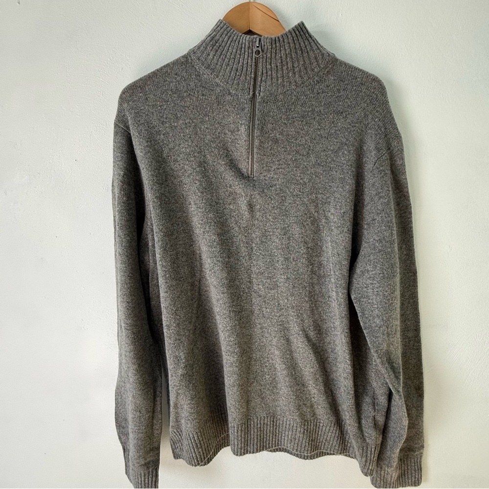 J. Crew Men's Charcoal 1/4 Zip-Up Sweater merino wool blend new with tags